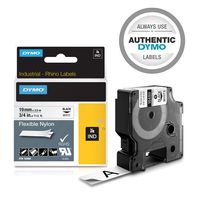 DYMO Industrial Flexible Nylon Labels | Authentic DYMO Labels, For Labeling Wires, Cables and More  (3/4", Black on White)