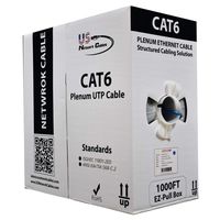 Cat6 Plenum 1000FT 550MHz Solid Bulk UTP 23AWG Network Cable Blue, US Network Cables