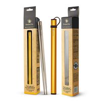 finessCity Titanium Chopsticks (New Cases) Extra Strong Ultra Lightweight Professional (Ti), Chopsticks Comes Free New Aluminium Case (Golden)