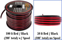 10 Gauge Copper Clad Aluminum 50 ft Red and Black Bonded Zip Wire (100 feet Total) for Car Audio Video LED Light Amplifier Remote Relay Harness Wiring