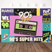 Mehofoto Back to 90's Backdrop Graffiti Retro Radio Fashion Shoes Photography Background 7x5ft Hip Hop 90th Themed Party Banner Decoration Backdrops