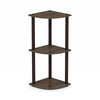 Furinno Turn-N-Tube 3-Tier Corner Display Rack Multipurpose Shelving Unit, Walnut/Brown