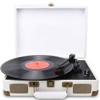 DIGITNOW! Turntable Record Player 3speeds with Built-in Stereo Speakers, Supports USB / RCA Output / Headphone Jack / MP3 / Mobile Phones Music Playback,Suitcase Design