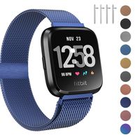 Fitlink Metal Bands Compatible for Fitbit Versa/Versa Lite Edition/Versa 2 Smart Watch for Women and Men,Small and Large, Multi-Color (Diamond Blue, Small)