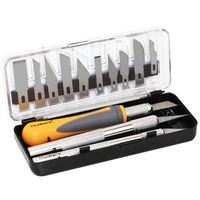 MulWark 16pc Precision Craft Hobby Utility Knife Set- Sharp Scalpel Razor Knives Tool for Architecture Modeling, Scrapbooking, Felt&Wood&Leather Working- Stencil, Fine Point, Scoring, Chiseling Blades