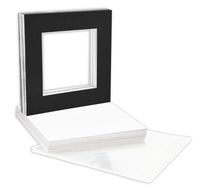 Golden State Art, Pack of 25, 12x12 Black Picture Mats Mattes with White Core Bevel Cut for 8x8 Pictures + Backing + Bags