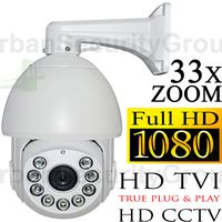 USG HD-TVI PTZ 33x Optical Zoom Speed Dome Security Camera 1080P 2MP 4.7-155mm Motorized + Auto-Focus Lens: 1920x1080, 500ft Night Vision, IR-Cut, WDR, Motion Detection, DNR, Precision Drive Motor