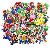 Super Mario Bros Stickers for Water Bottles 50 Pack Cute,Waterproof,Aesthetic,Trendy Stickers for Teens,Girls Perfect for Waterbottle,Laptop,Phone,Travel Extra Durable Vinyl (Mario)
