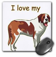 3D Rose"Cute and Cuddly Canine I Love My Brown Saint Bernard" Matte Finish Mouse Pad - 8 x 8" - mp_129025_1