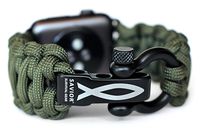 Savior Survival Gear Paracord Watch Band Compatible with Apple 42mm and 44mm Apple Watch - Paracord Watch Band with Stainless Steel Adjustable Shackle (550 Paracord, Green, Large)