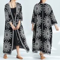 MOM 2018 large size women's 300 kg fat MM cotton and linen retro embroidery and long shawl sun protection clothing,As show,One size
