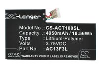 Cameron Sino 4950mAh Battery for Acer A1-A810, Iconia Tab A1, Iconia Tab A1-810, W4-820P