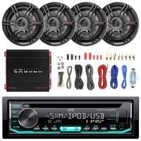 JVC KD-R690S Car Stereo CD Player Receiver - Bundle Combo with 4X Crunch CS653 6.5 3-Way Black Coaxial Speaker + 1000 Watt Amplifier + Amp Installation Kit