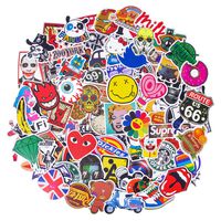 Cool Stickers Pack,100pcs Brand Stickers, Vinyl Waterproof Stickers, Decals for Laptop, Luggage, Car, Skateboard, Motorcycle, Bicycle Decal Graffiti Patches