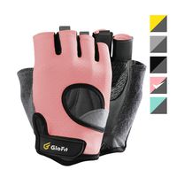 Glofit Freedom Workout Gloves, Knuckle Weight Lifting Shorty Fingerless Gloves with Curved Open Back, for Powerlifting, Gym, Women (Pink, Medium)