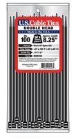 US Cable Ties DH8B100 8-Inch Double Head Ties, UV Black, 100-Pack