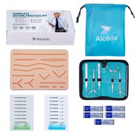 Suture Practice Kit for Medical Students by Alcedo | Include Durable Large Suturing Pad with Pre-Cut Wounds, Tools Kit, and Suture Threads (28 Pieces) | Perfect for Practice, Demonstration, Teaching
