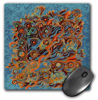 3dRose LLC Abstract Tree Roots in Hues of Damask Background Pattern Mouse Pad, Orange/Gold and Brown on Blue (mp_27585_1)