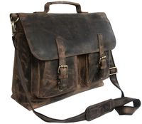 Cuero 16 Inch Retro Buffalo Hunter Leather Laptop Messenger Bag Office Briefcase College Bag (vintage brown)