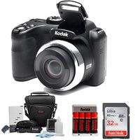 KODAK PIXPRO AZ252 Astro Zoom Digital Camera (Black) with 32GB Card, Case, Accessory kit, and Rechargeable Batteries