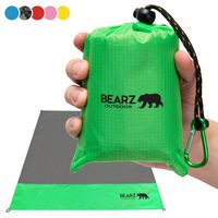 BEARZ Outdoor Beach Blanket, Waterproof Picnic Blanket 55″x60″ - Lightweight Camping Tarp, Compact Pocket Blanket, Festival Gear, Sand Proof Mat for Travel, Hiking, Sports - Packable w/Bag (Green)