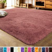 LOCHAS Luxury Velvet Living Room Carpet Bedroom Rugs, Fluffy, Super Soft Cozy, Bright Color, High Pile, Floor Area Rugs for Girls Room, Kids, Nursery and Baby (5.3x7.5 Feet, Blush)