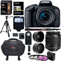 Canon EOS Rebel T7i Camera EF-S 18-55 is STM Camera and Lens Kit, 64GB U3 Memory Card, Camera Bag, 2.2X Telephoto Lens, Wide Angle Lens and Accessory Bundle