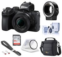 Nikon Z 50 DX-Format Mirrorless Camera with 16-50mm f/3.5-6.3 VR Lens, Essential Bundle with FTZ Mount Adapter, Wrist Strap and Accessories