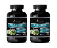 Mood and Stress Support probiotic - Mood Support Vitamins and Herbal EXTRACTS - GABA for Anxiety - 2 Bottles 120 Vegetable Capsules