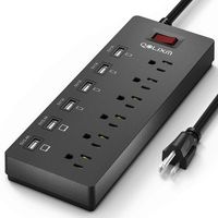 Power Strip With USB Ports, QOLIXM Plug Strip With Built-in Surge Protector, 6-foot Power Extension Cord (Black)