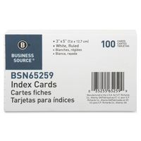 Business Source Ruled White 3" x 5" Index Cards - Pack of 100 (65259)