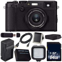 Fujifilm X100F Digital Camera (Black) International Model 16534651 + NPW-126 Replacement Lithium Ion Battery + 64GB Memory Card Bundle