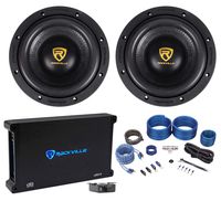 (2) Rockville W8K9D2 8" 2000 Watt Car Audio Subwoofers+Mono Amplifier+Amp Kit