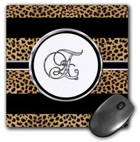 3D Rose"Elegant Cheetah Animal Print Monogram Letter E" Matte Finish Mouse Pad - 8 x 8" - mp_180674_1