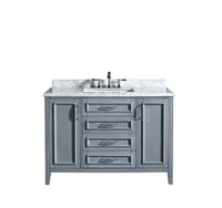 Ove Decors Daniel 48 Gray Bathroom Vanity in Gray with Carrera Marble Vanity Top, 48-Inch Wide