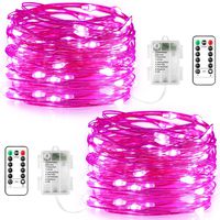 GDEALER 2 Pack Fairy Lights 20 FT 60 LEDs Battery Operated String Lights 8 Lighting Modes Twinkle Lights Waterproof Christmas Lights LED String Lights with Remote for Bedroom Thanksgiving - Pink
