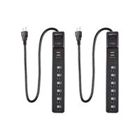 AmazonBasics 6-Outlet Surge Protector Power Strip with 2 USB Ports - 500 Joule, Black, 2-Pack
