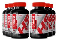 Tyrosine - Organic L-TYROSINE Powder 500 MG - Increase in Energy Levels (6 Bottles)