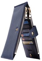 Travelambo Womens Walllet RFID Blocking Bifold Multi Card Case Wallet with Zipper Pocket (Chelsea Navy Blue)