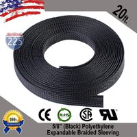 Wire Conduit 20 FT. 5/8" Black Expandable Wire Cable Sleeving Sheathing Braided Loom Tubing