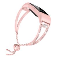 TOYOUTHS Compatible with Fitbit Charge 2 Bands, Band Charge 2 Jewelry Bracelets Stainless Steel Metal Bands Bling Small Adjustable Replacement Bangle Straps for Women, Pink Gold