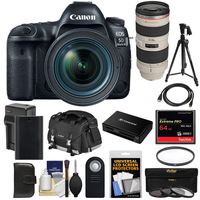 Canon EOS 5D Mark IV 4K Wi-Fi Digital SLR Camera & 24-70mm f/4L is USM + 70-200mm f/2.8L Lens + 64GB Card + Battery & Charger + Case + Filters + Tripod Kit