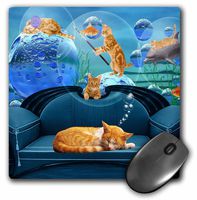 3dRose LLC 8 x 8 x 0.25 Inches Mouse Pad, Tabby Dreams is an Adorable Fantasy Piece with an Orange Tabby Dreaming of The Sea (mp_150195_1)