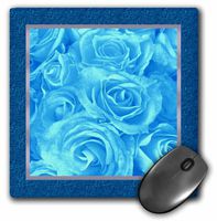 3dRose LLC 8 X 8 X 0.25 Inches Mouse Pad, Dreamy Blue Rose Bouquet Surrounded by Parchment Frame (mp_29912_1)