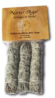 NewAge Smudges and Herbs MCWS3 California Mini Sage Wands, 3-Inch, Pack of 3, White
