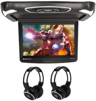 Rockville RVD15BGB Black/Grey/Tan 15" Flip Down Car Monitor+Wireless Headphones