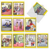 Wild for Whyatt - Funny Cartoon All Occasion Greeting Cards with Envelopes (4 x 5.12 Inch) - Assorted Blank Note Cards for Family, Work - Hilarious Stationery Notecard Set, Comic Assortment M6463OCBsl