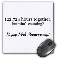Happy 14th Anniversary - 122724 hours together - Mouse Pad, 8 by 8 inches (mp_224659_1)