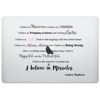 Laptop MacBook Sticker Decal - I Believe in Manicures. I Believe in Pink Audrey Hepburn - keypad Palm Key Rest Skins Stickers