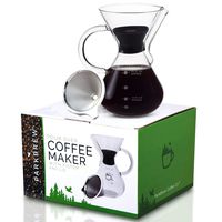 ParkBrew Pour Over Coffee Maker - includes glass pourover carafe (up to 27 fl. oz.), heat retaining lid, and reusable coffee filter or dripper